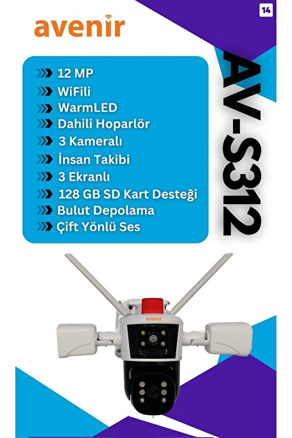 Avenir Av-s312 (WİFİ) 12mp 3x4mp Kameralı Ptz/panoramik - Fiyatı