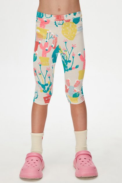 Girl's Patterned Spring Cactus Knee-length Tights Capri