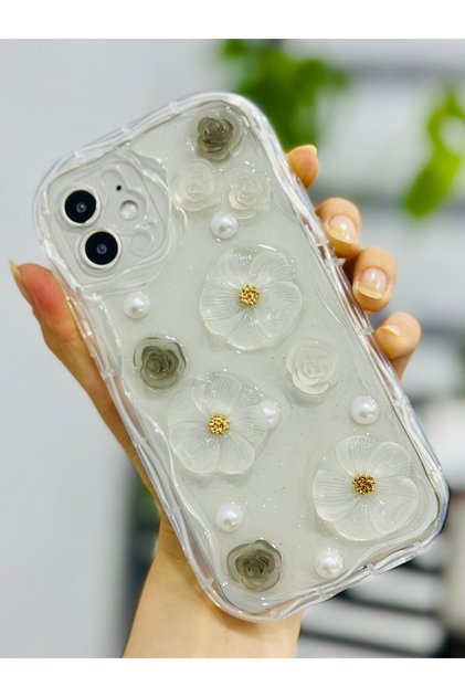 Iphone 12 ve 12 Pro Uyumlu Özel Tasarım 3d Oyuncak Çiçek Tasarımlı Esnek Silikon Kılıf