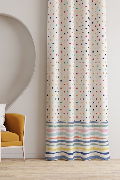 Ays Home Polka Dot Pattern Background Curtain (135 cm X 260 cm Without Pleat)