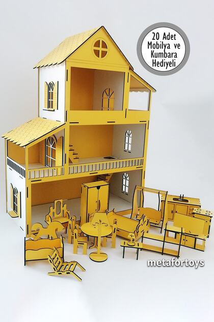 60 Cm Işıklı Ahşap Oyun Evi (SARI)