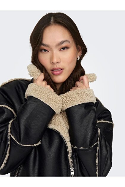 ONLY Onlwilma Faux Leath Sherpa Jacket Cc Otw Kadın Mont - Fiyatı