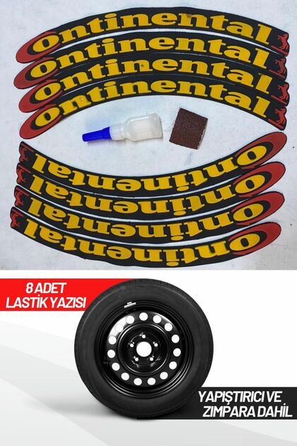 Continental Motorcycle And Automobile Vehicle 3d Auto Tire Lettering Sticker Rigging 8 Pieces Yellow