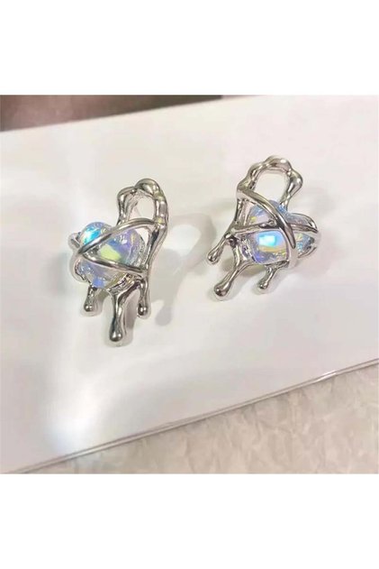 Silver Heart Earrings with Mother-of-Pearl Interior
