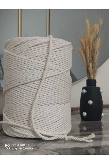 7/24 Avm 1 kilograme 3 mm 3 fire de macrame din bumbac de culoare ecru