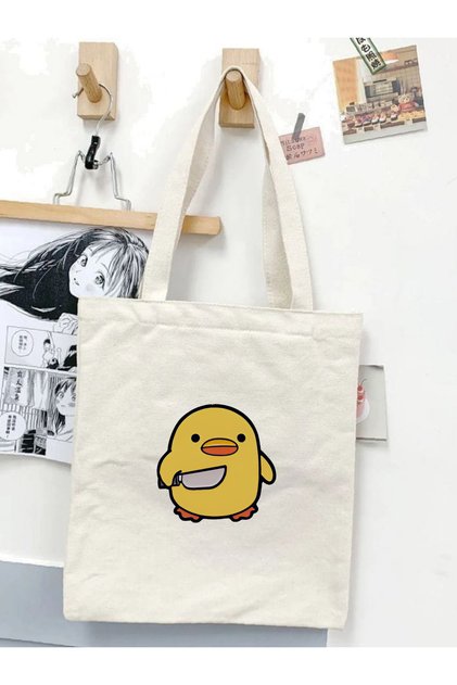 Duck Cute Animal Korean, Y2K Pinterest Retro Unisex Cloth Bag Tote Bag, Shopper Bag