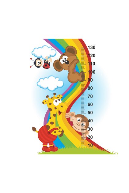 Rainbow Family Height Measuring Ruler Kids Room Wall Sticker