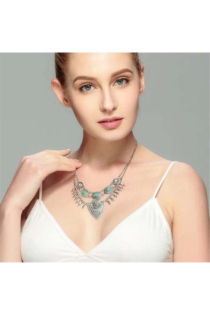 Silver Authentic Turquoise Stone Necklace