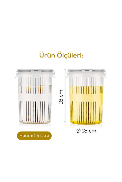 Vienev 2li 1,5 Litre Süzgeçli Saklama Kabı Zeytinlik Turşuluk