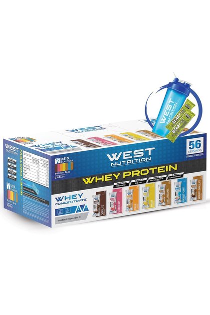Whey Protein Powder 56 Servings Sachet 7 Mix Flavors