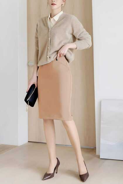 Office Chic Scuba Fabric Pencil Skirt
