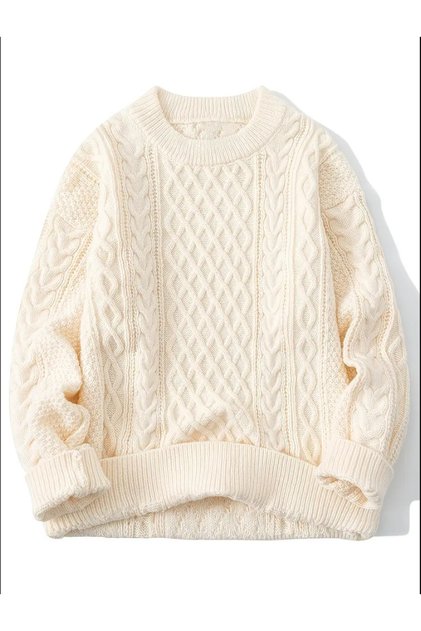 Men's Hair Braided Run Regular Fit Crew Neck Knitwear Sweater