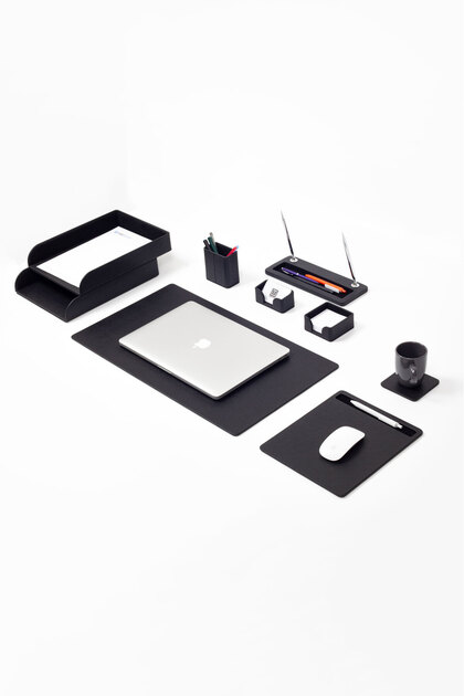 Black Milan Leather Sumen Set - 9 Pieces