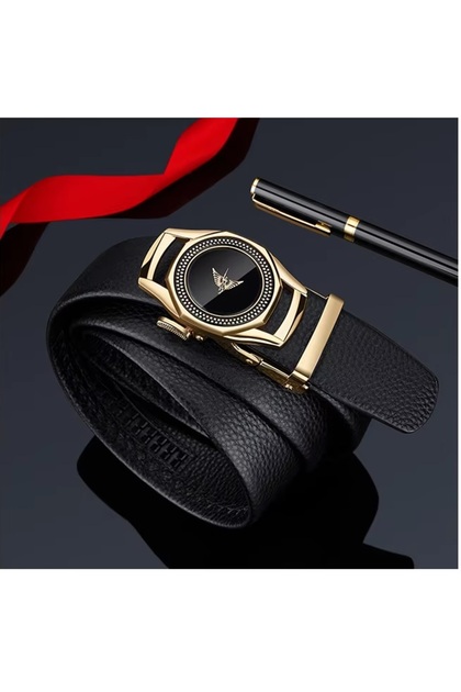 Williampolo Genuine Leather Men's Gold Buckle Belt