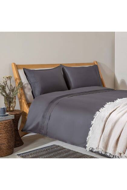 Etape 100% Cotton King Size Duvet Cover Set 230X220 cm Anthracite