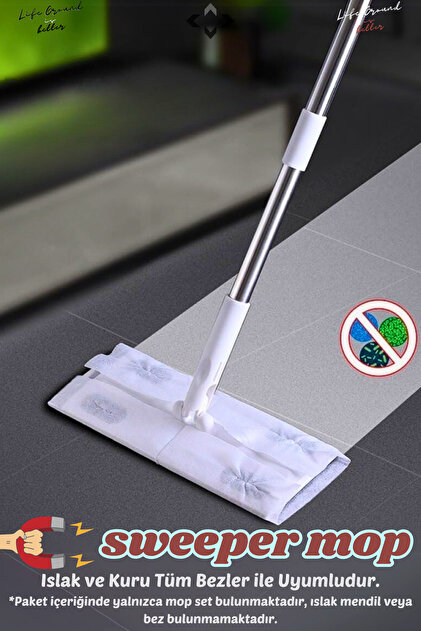 sweeper mop Tüm Islak Mendil ve Bezler ile Uyumlu Mop Set Tüm Yüzeylerde Tüy Toz Toplama Mopu