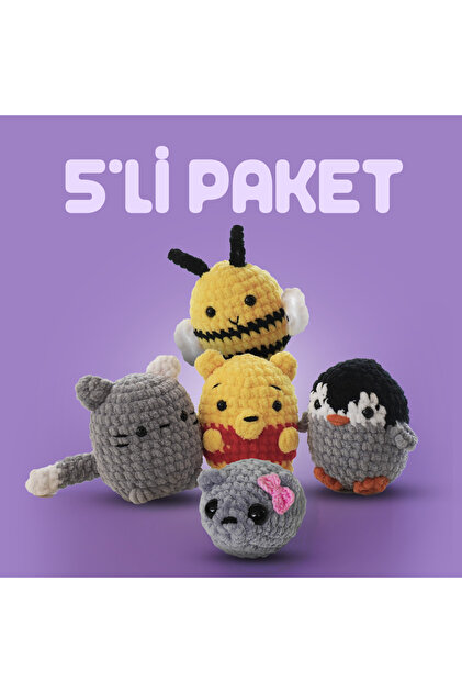 Qoo96個&グミセット The Gookie Beşli Paket Tığ Kiti, Amigurumi Örgü Seti - Fiyatı