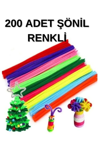 200 Pcs Chenille in Colorful 30cm Size, Handicraft Material, Hobby Set