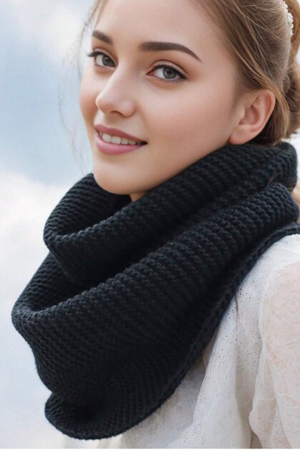 %100 Akrilik Premium Yumuşak Neck Warmer Siyah Boyunluk