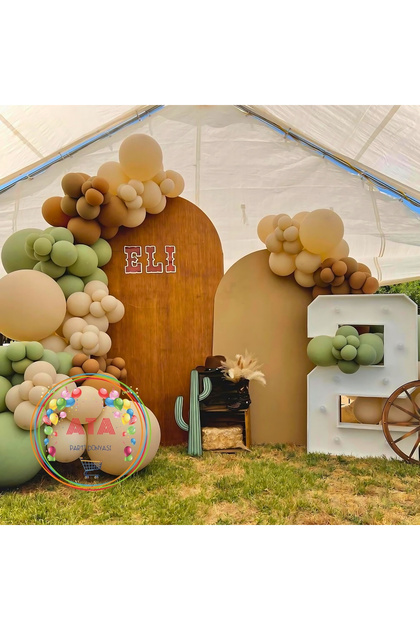 ^^ Birthday Party Theme *Caramel*Sea Sand*Moss Green* 100-Piece Balloon Chain Party Set