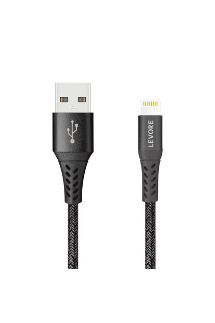كابل USB إلى Lightning نايلون معتمد من MFI بطول 1.8 متر - أسود