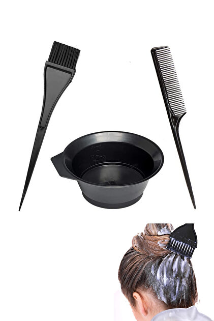 ZUZU TEKNOLOJİ Set of 3 - Hair Dye Bowl, Bowl Dye Brush, Crepe