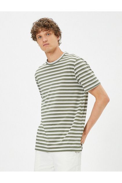 Men's Green Striped T-Shirt