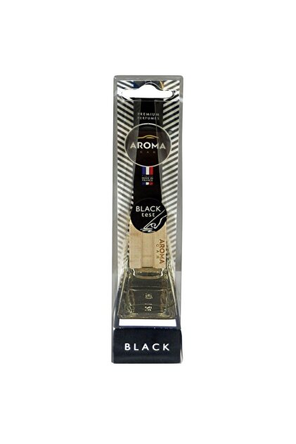 Aroma Car Prestige Wood and Glass Hanging Car Air Freshener, 7 ml, Long-Lasting Prestige Black Scent, Glass Bottle with Wooden Cap Diffuser, Hangs on Rear-View Mirror, Neutralises Cabin Odours