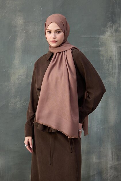 Wave Pattern Cotton Jacquard Shawl Dark Rose Dried 8010-19
