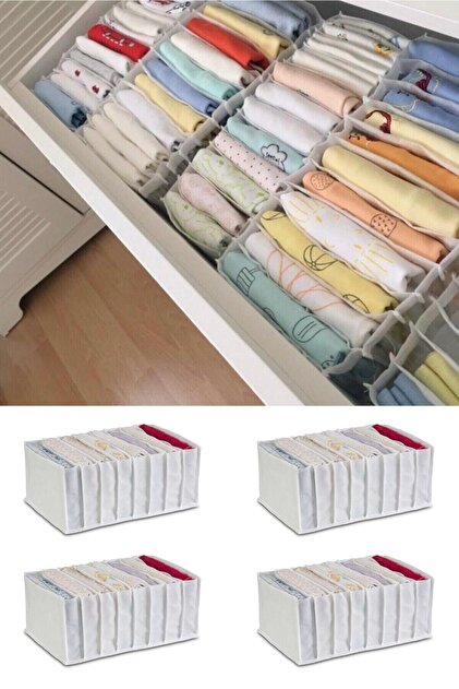 4 Pieces - Xlarge 8-Compartment In-Cabinet Accordion Organizer White 31 X 36 X 12
