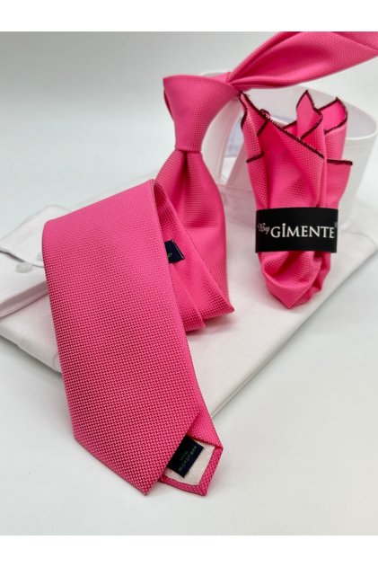 Dark Pink Self Patterned Classic Handkerchief Tie