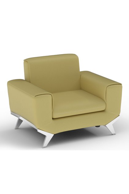 Light Sandal PU Leatherette Single Seater Sofa, Comfortable Living Room Furniture