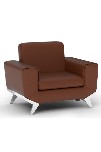 Choco Brown PU Leatherette Single Seater Sofa, Comfortable Living Room Furniture