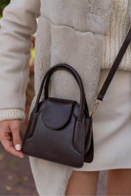 Brown Mini Hand and Shoulder Bag with Strap and Cover
