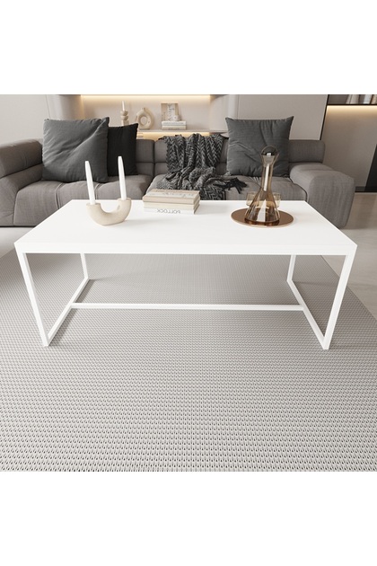 Alpine 120x60 Orta Sehpa Modern Salon Sehpası Metal Ayaklı Dikdörtgen Orta Sehpa