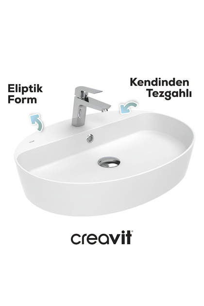 Loop Oval Beyaz Delikli Lavabo 60 Cm LP161