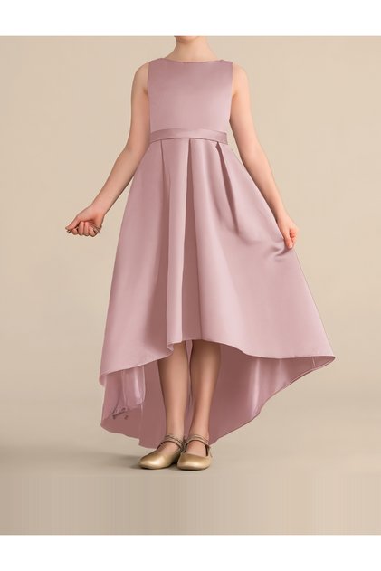 White Elegant Long Asymmetrical Girls' Dress Birthday Prom Graduation Dress
