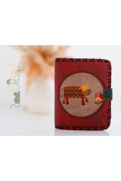 Ink Figured Small Wallet Ethnic Bohemian Retro Style -Bordo