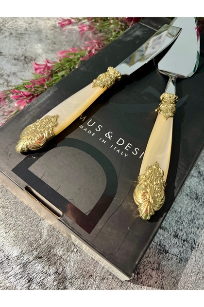 Esterhomedecor Italian 2-Piece Serving Spoon Mother-Of-Pearl Cream