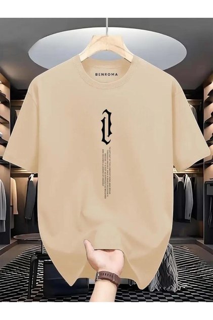 Vertical Writing Printed Oversize T-Shirt