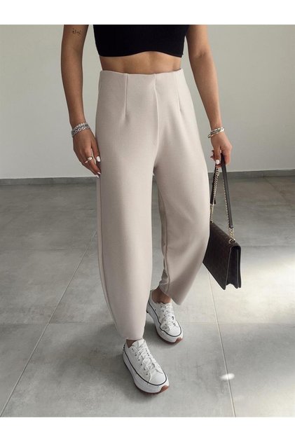 Beltless Balloon Pants, 4 Seasons, Crepe Fabric, Full Lycra