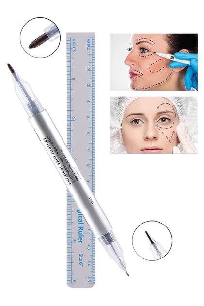 Çift Taraflı Microblading Tasarım Işaretleyici Medikal Cilt Kalemi