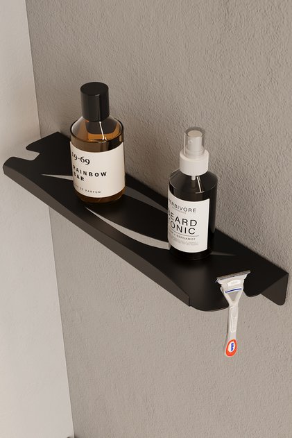 Stainless Steel Bathroom Shelf - Adhesive Shower Hanger Shampoo Rack Matte Black Hanger