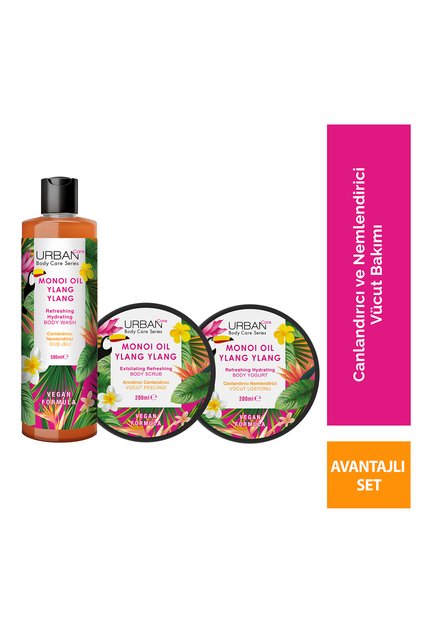 Monoi Oil & Ylang Ylang Canlandırıcı ve Nemlendirici 3'lü Set-Duş Jeli Peeling Losyon
