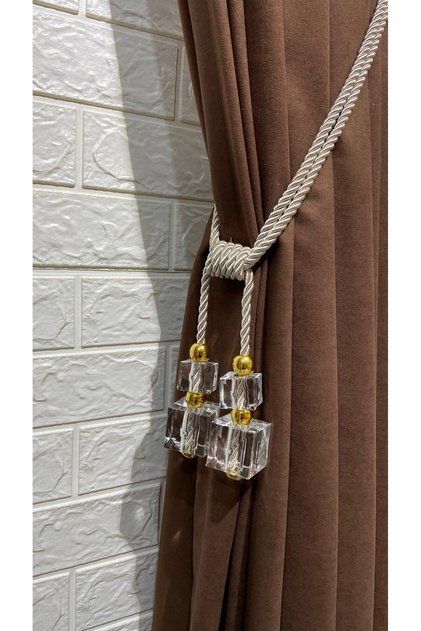 Perde Aksesuarı 4 Küplü Taşlı Modern Bracol Perde Bağı 1 Adet Kornişe Takmatik