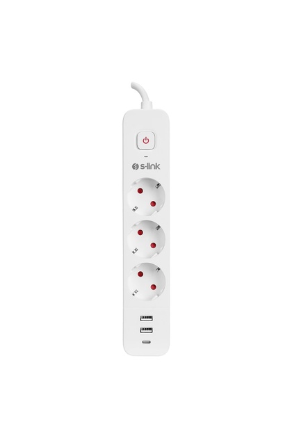 1.5mt Akım Korumalı 3 Lü Grup Priz 100% Bakır 750 Joule 2 Usb +1 Type C Girişli