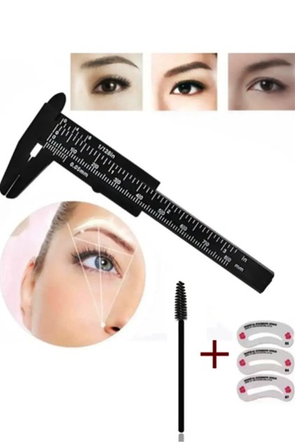 Permanent Makeup Microblading Eyebrow Design Precise Measurement Ruler + Eyebrow Brush-Eyebrow Stencils