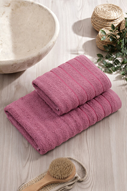 2-Piece Wave Bath Towel Set Plum