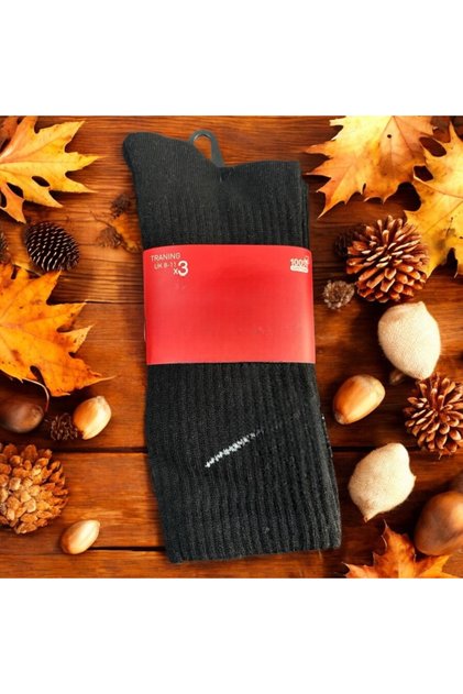 3’lü Çift Unisex Siyah Cotton Socks Pamuk uzun Çorap