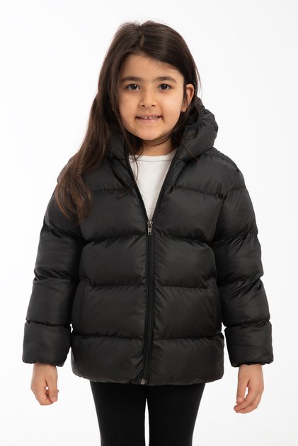 Girl's Fleece Inside Hooded Waterproof Wind-Resistant Pocketed Inflatable Winter Coat